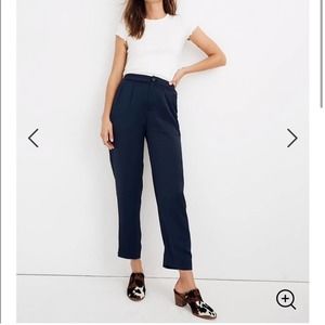 Madewell Drapey Tapered Pleated Trousers Grey